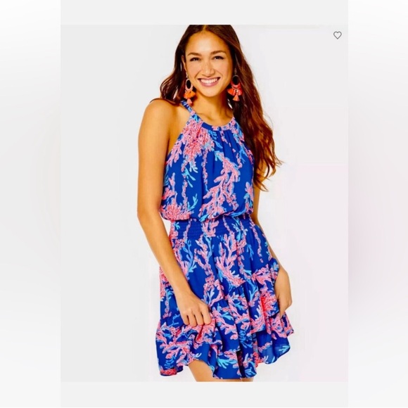 Lilly Pulitzer Coral Blue / Pink / Orange Pamelyn Dress - Picture 5 of 9